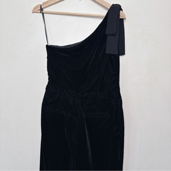 Banana Republic Womens 4 Velvet Bow One Shoulder Maxi Jumpsuit In Black - Picture 10 of 14